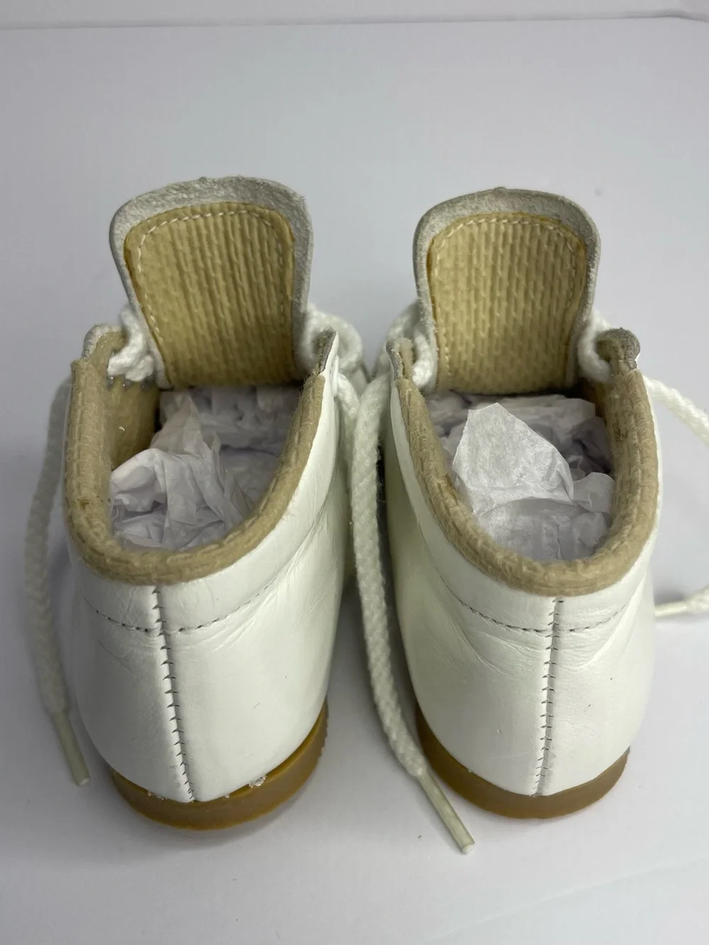 Vintage Toddletime White Leather Baby Walker Shoes Size 3 M USA